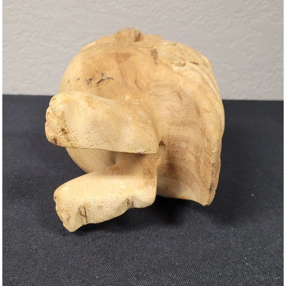 Vintage 1990s Hand Carved Wooden Hooting Owl Whistle Folk Art Bird Call